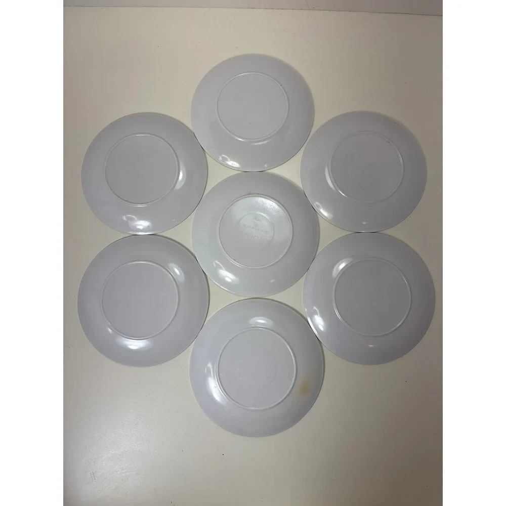 Vintage Prolon 7201 White Melamine Dessert Plates Set of 7 MCM 5.75 Inch